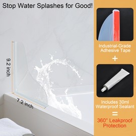 Mofason Silicone Shower Splash Guard, Clear Bathtub Corner Splash Guard, Bathroom Shower Water Guard with Adhesive for Fixing, Can Be Used in Washbasin, Tubs, Sinks Etc - 2Pack