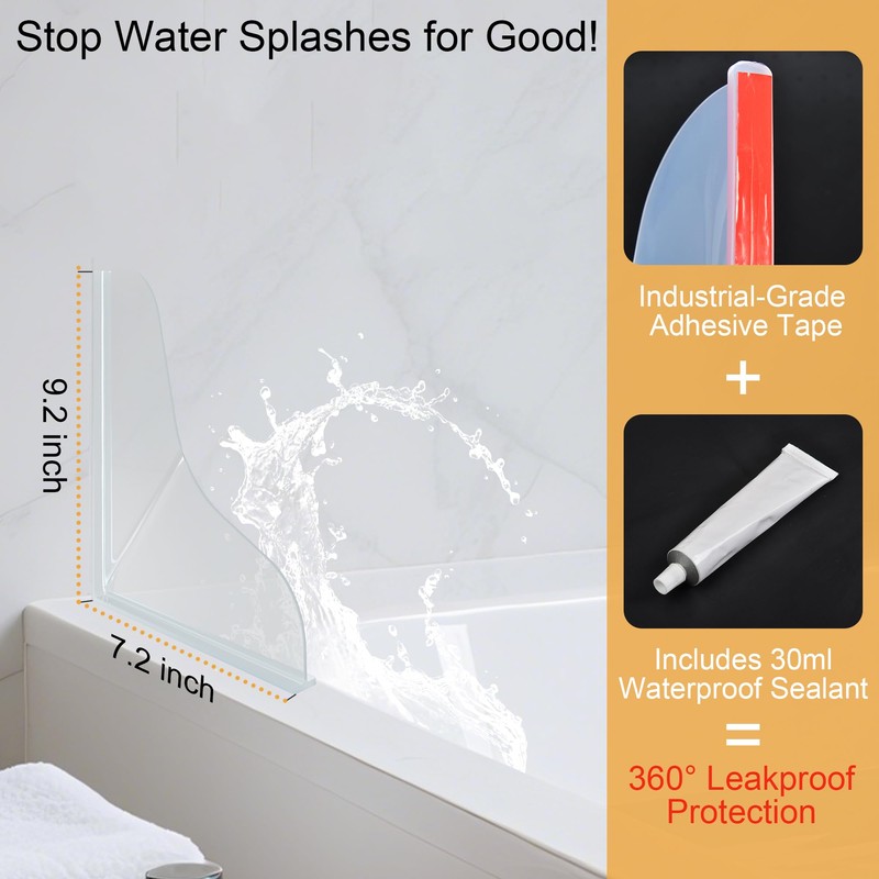 Mofason Silicone Shower Splash Guard - Bathtub Corner Water Guard