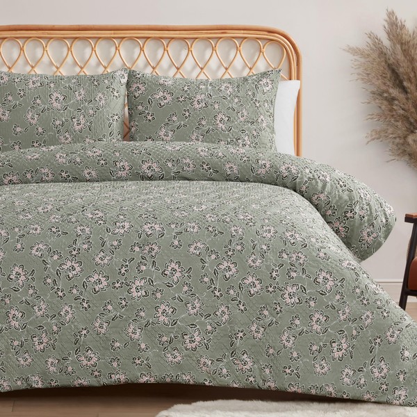 Jessica Simpson Botanical Embossed Sage Green Comforter Set Twin/Twin XL