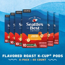 Seattle’s Best Coffee, Flavored K-Cup Coffee Pods, Toasted Hazelnut, 100% Arabica, 6 Boxes (60 Pods Total)