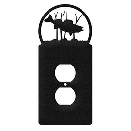 SWEN Products Fish Walleye Wall Plate Cover (Single Outlet, Black)