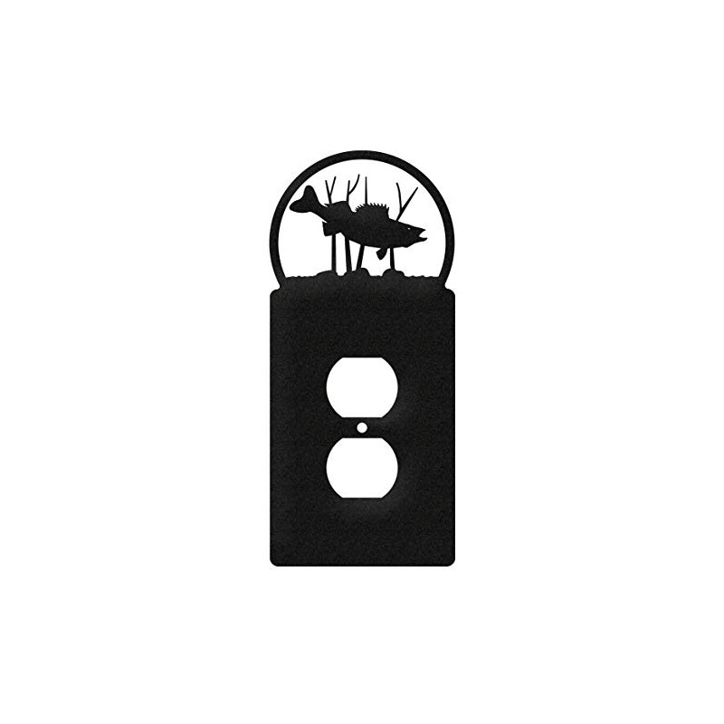 SWEN Products Fish Walleye Wall Plate Cover (Single Outlet, Black)