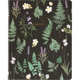 WORLD TRAVELER Eccolo Large Lined Journal Notebook, Hardbound Cover, Writing Journal, 256 Ruled White Pages, Ribbon Bookmark, Lay Flat, Desk Size for Work or School (Ferns, 8x10 inches)