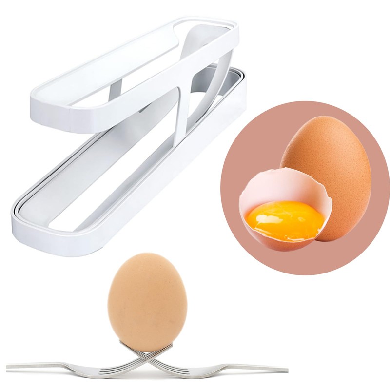 Eabdice Egg Holder Refrigerator, Automatic Rolling Egg Dispenser, Rolling Egg