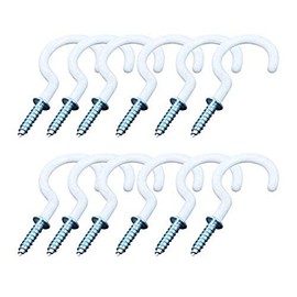 Merriway BH06816 (15 Pcs) White Plastic Coated Cup Hooks 22mm (7/8 Inch) - Pack of 15 Pieces