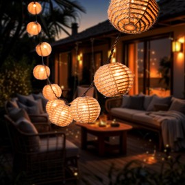 AVAMERY Outdoor-String-Lights-Waterproof, Boho String Lights for Patio, Garden, Porch, Balcony, Gazebo Decorative (Twine Ball)