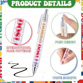 Treela 24 Pcs International Flag Pens World Flag Ballpoint Pens Country Flags Decoration Pens Retractable Ink Pens for International Sports Events Party Favors School Office Supplies