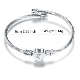 KENYG Delicate Silver Love Heart 26 Initial Letter Alphabet A-Z Cuff Bracelet Open Bangle Adjustable Jewellery Gift For Daughter Son Sisters Friends Mom Colleague Lover Birthday Christmas (Z)