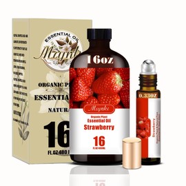 Strawberry Essential Oil,Roll-on Strawberry Oil Sets (16 Fl Oz + 0.33 Fl Oz) - 100% Natural, Diffuser, Massage, Yoga, DIY Soap and Candle Making - Home Fragrance, Fragrance Oils, Gifts, Spa Care