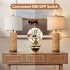 Set of 2 Rattan Table Lamps for Living Room with