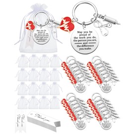 Sureio 72 Pcs Nurse Gift Include 24 Nurse Keychain with 24 Tassel Organza Bag and 24 Tag Thank You Gifts for Party(Silver,Chic Style)
