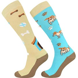 TODO Comodo Riding Socks Colourful with STJBW Motif Cotton Riding Socks Rider Knee Socks for Women Girls Children, STJBW 13 - Jack Russell