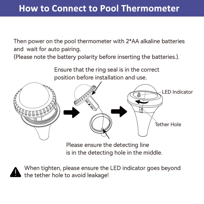 Pool Thermometer Wireless LCD Screen 360 Degree Visibility Pool Thermometer