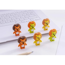 36 Pcs Lion Pencil Eraser Set, for Kids, Children's Gifts, Party Favor, Classroom Rewards (Lion)