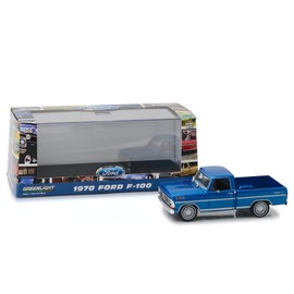 1979年フォードFシリーズトラック ダークブルー ポリ 本物の装飾 本物のゴムタイヤ 正確なディテール 保護アクリルケース 限定版