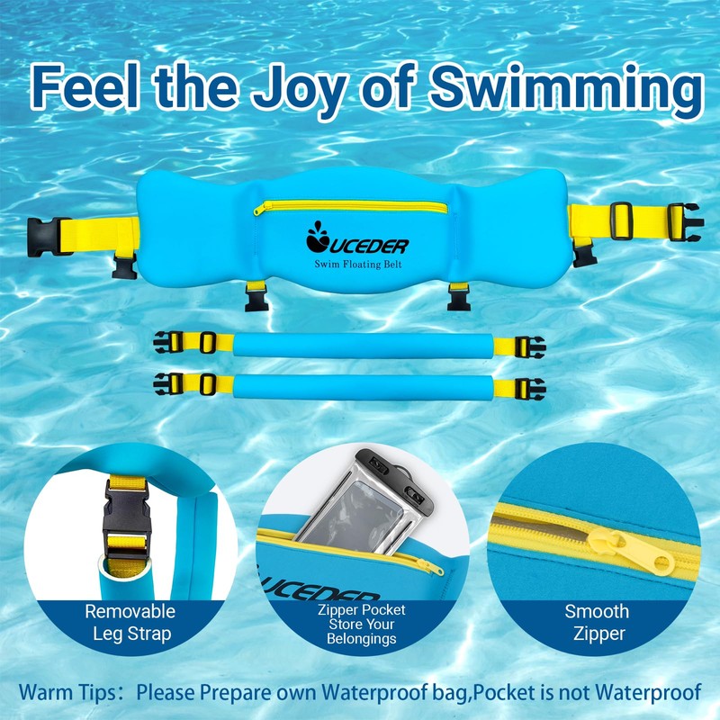 UCEDER Swim Belt for Adult, Adjustable Flotation Belt with Leg