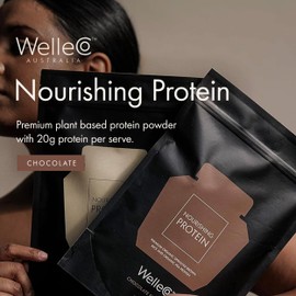 WelleCo, Nourishing Protein, Premium Organic Sprouted Brown Rice & Pea Protein, Chocolate Flavour, 300g (10.5oz) Pouch