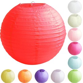 Tissue Paper Round Lanterns LampShade Lamp Shade Wedding Birthday Party Decoration | Red, 8"(20cm) |