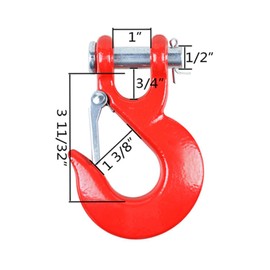 AMOPACORP 1pc 35,000lbs Red Tow Recovery Heavy Duty Half-Link Clevis Safety Latch Swivel Winch Hook Off Road Truck Accessories