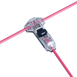 Nicelux Wiring T Connector 1 Pin for 20,18 AWG and 16AWG Wire Splice,Tap Branches to Main Wire,Max DC/AC 300V 15A Conductor Capacity,High Precision Copper,Heavy Duty Housing,Clear,10PCS