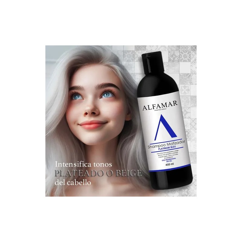 Shampoo Matizador Bleu Alfamar Intensifica Plata Rubio Beige