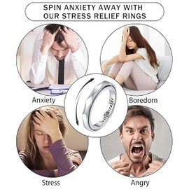 SOLOLIKE Spinner Anxiety Ring for Women: Sterling Silver High-Polished Spinning Fidget Rings for Men - Cute Anti Stress Relief Band Ring Jewelry Gifts for Daughter Son