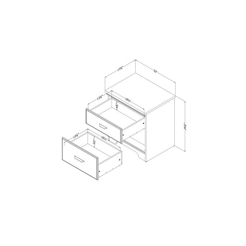 South Shore 9066060 Versa Weathered Oak 2-Drawer Nightstand