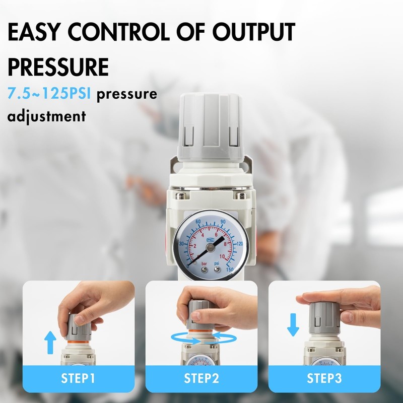 EBEIZZI 3/8" NPT Air Pressure Regulator | Air Regulator for