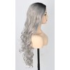 Topcosplay Ombre Grey Wigs For Women Long Wavy Curly Wig