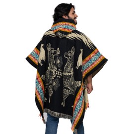 Alpaca Land, Handmade Ecuadorean Alpaca Wool Ponchos (US, Alpha, One Size, Regular, Regular, Charcoal Alpaca)