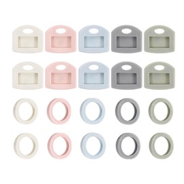 PATIKIL Key Caps Set, 20 Pcs 1 Inch Tags and Identifiers Covers Key Head Protectors Key Tags with Labels Key Accessories, 5 Color