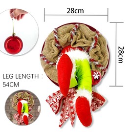 Christmas Wreath Decorations, Plush Legs Christmas Decorations Exquisite Santa Claus Wreath, Christmas Thief Wreath, Garlands Home Accessories Decoration, Christmas Garland Decorations (Red/1)