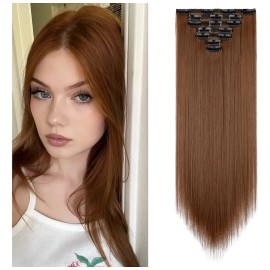Extensiones Cabello Clip Cortinas Rectas Largas 7 Piezas Color 12# Marrón Claro