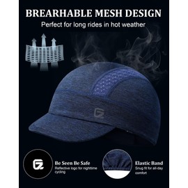 GADIEMKENSD Cycling Cap for Men Cooling Skull Cap Bike Helmet Liner with Sun Visor Running Hat for Women Welder's Caps with Performance Moisture Wicking Dark Blue