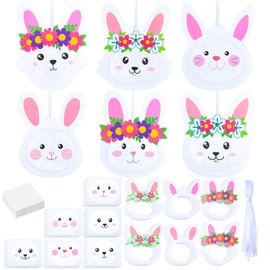 Ctosree 24 Sets Easter Craft Kits Bunny Tissue Paper Crafts DIY Make Your Own Rabbit Ornament Easter Bunny Craft for Easter Art Activity Project Spring Decoration