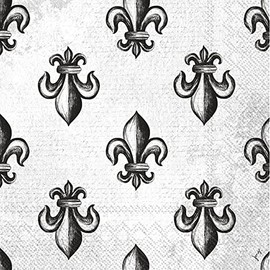 Mardi Gras Party Napkins- 40 Count | 2 packs of 20CT Lunch Napkins | Croquis Fleur De Lis Design, 6.5" x 6.5"