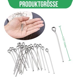 Hosifiy Pack of 300 Eyelet Pins for Jewellery Making, Stainless Steel Jewellery Eye Pins 0.98 Inches/25 mm Eyepins Splitter Jewellery Head Pins for DIY Crafts Earring Necklace