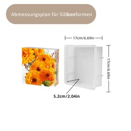 HUA JET Große Quadrat Silikonform für Epoxidharz DIY 17 cm Harzform zur Blumenkonservierung & Möbeldekoration, Büroaufsatz Buchstütze Tischdekoration, Mold(Quadrat)