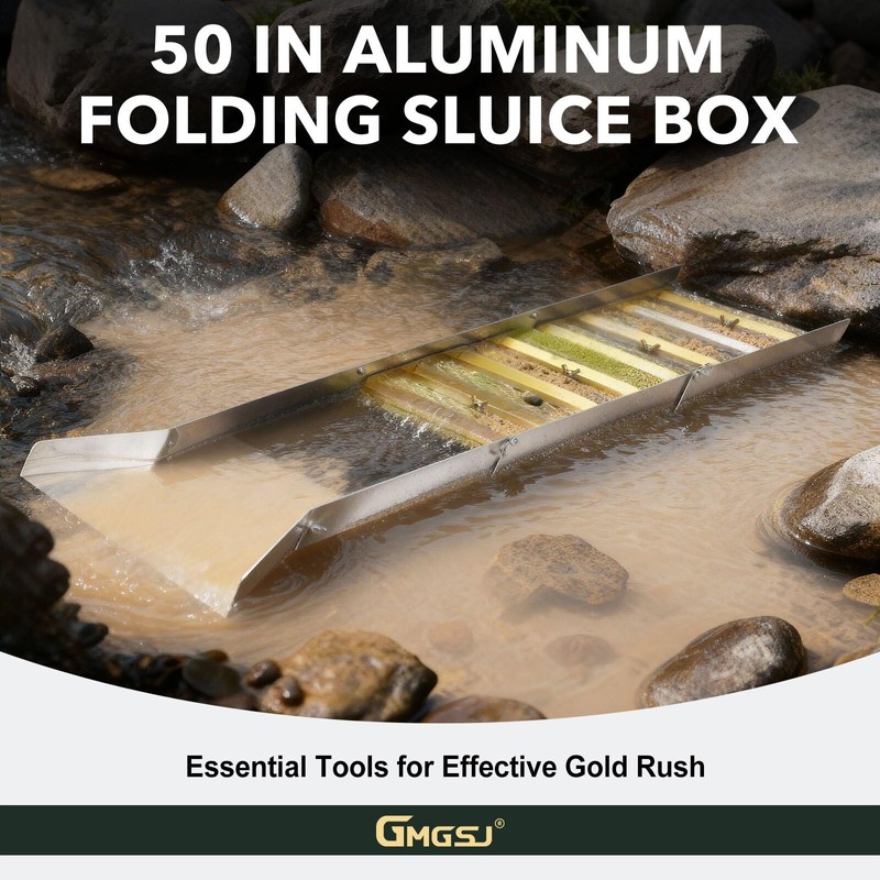 GMGSJ 50" Folding Aluminum Sluice Box for Gold Mining