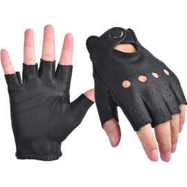 Guantes de Cuero de Oveja para Hombre, Dedo Medio, para Conducción Exterior Ciclismo Gimnasio Fitness