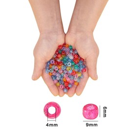 Pack of 300 Beads for Bracelets, Beads for Threading, Pony Beads, Large Hole 6 x 9 mm, Colourful Bead Set, Craft Beads, Threading Beads for Pendants, Jewellery Making, Necklaces