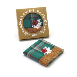Moomin Towel Museum Check Gift Towel Handkerchief, Green, Package Included, Gauze Pile, 5 Star Quality, 47-2660080, Approx. 9.8 x 9.8 inches (25 x 25 cm)