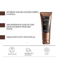 Collistar Acqua Wood Shower Gel Shampoo for Men, Cleanses Body and Hair, Nourishes and Moisturises, Without SLES, 250 ml