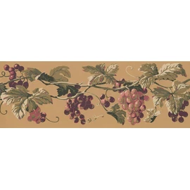 CONCORD WALLCOVERINGS Vintage Wallpaper Border Featuring Grapes Vine Crop, Colors Purple Green Red, Size 7 Inches by 15 Feet EP7230B