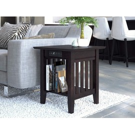 Atlantic Furniture Mission End Table, (20" x 20"), Espresso