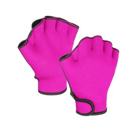 FitsT4 Aqua Gloves Webbed Paddle Swim Gloves Fitness Water Aerobics and Water Resistance Training for Men Women Children Rose Red S
