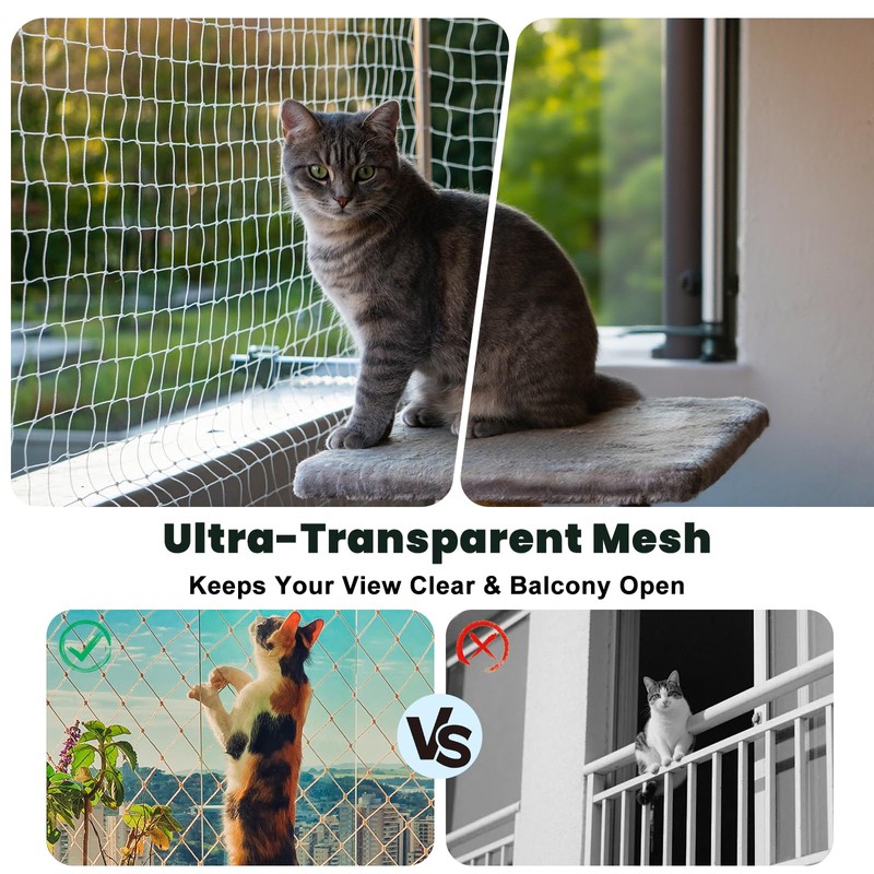 Jukibole Cat Net for Balcony, 10 x 3 m, No