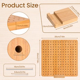 Larkumio Crochet Blocking Board and Pins, 7.9 Inch Granny Square Blocking Board for Crochet with 10 Steel Rod & 5 Knitting Needles, Wooden Peg Boards Blocking Mats for Knitting