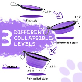 Collapsible Dog Bowls for Travel, 2-Pack Dog Portable Water Bowl for Dogs Cats Pet Foldable Feeding Watering Dish for Traveling Camping Walking with 2 Carabiners, BPA Free
