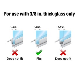 PRIME-LINE Prime-Line M 6258 Frameless Shower Door Bottom Seal for 3/8 In. Thick Glass Doors C Stop Shower Leaks and Create a Water Barrier, 36 In., Clear Vinyl (Single Pack)